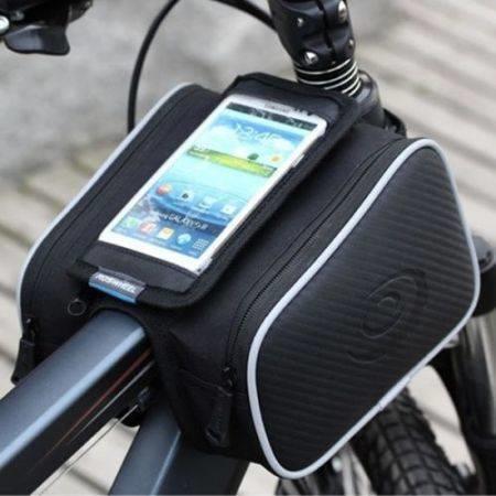 Bicycle Bike Cycling Cell Phone Holder Frame Double Bag Case Pouch