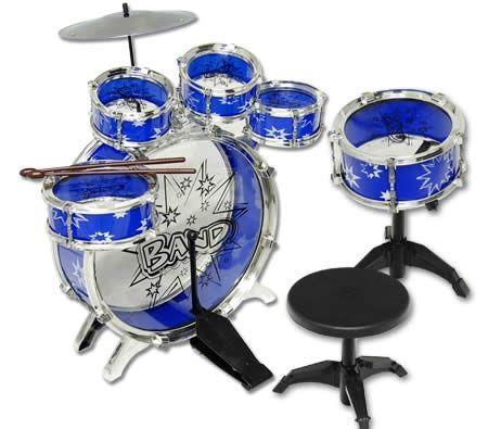 Big Band Let's Rock in Roll Toy Jazz Drum 6PCs Blue Music Play Set