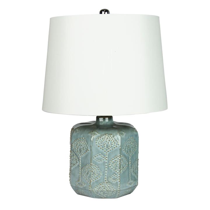 Bikki Blue Ceramic Complete Table Lamp W/Harp