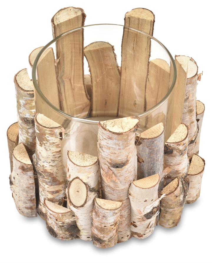 Birch Wood Round Candle Holder