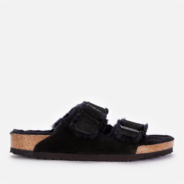 Birkenstock Men's Arizona Shearling Double Strap Sandals - Black - UK 9.5