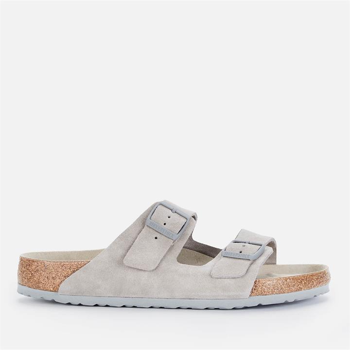 Birkenstock Men's Arizona Suede Double Strap Sandals - Stone Coin - UK 9