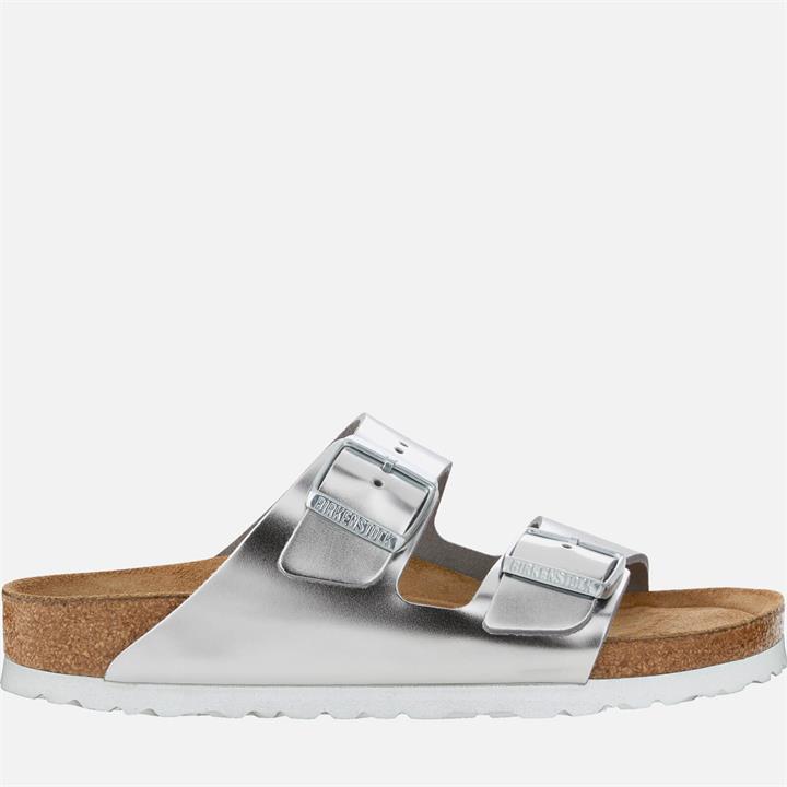 Birkenstock Women's Arizona Leather Double Strap Sandals - Metallic Silver - UK 5