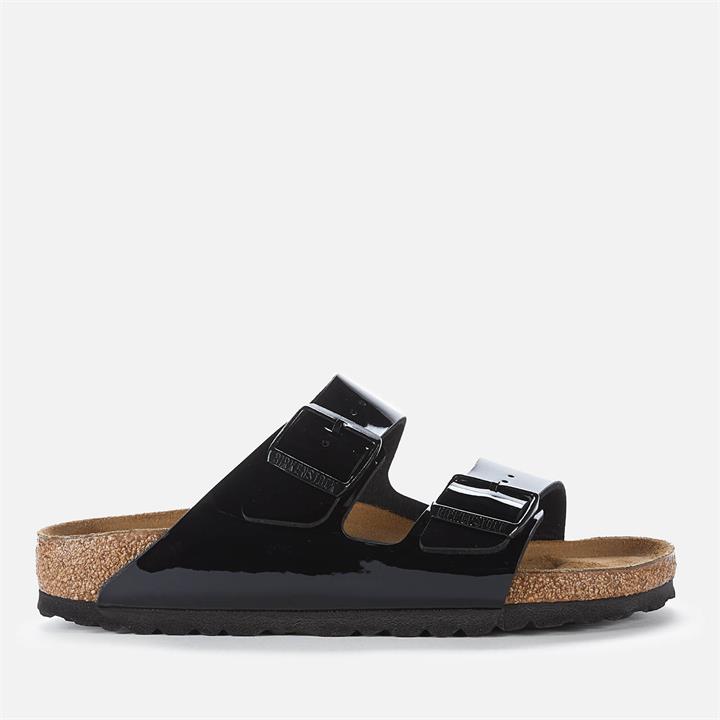 Birkenstock Women's Arizona Slim Fit Leather Double Strap Sandals - Black Patent - UK 7.5