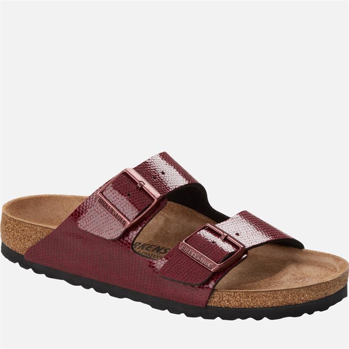 Birkenstock Women's Arizona Slim Fit Leather Double Strap Sandals - Metallic Maroon - UK 3.5