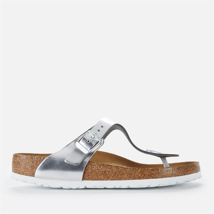 Birkenstock Women's Gizeh Leather Toe Post Sandals - Metallic Silver - EU 40/UK 7