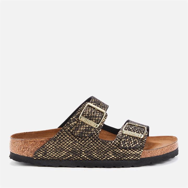 Birkenstock Women's Shiny Python Arizona Slim Fit Double Strap Sandals - Black/Gold - EU 41/UK 7.5