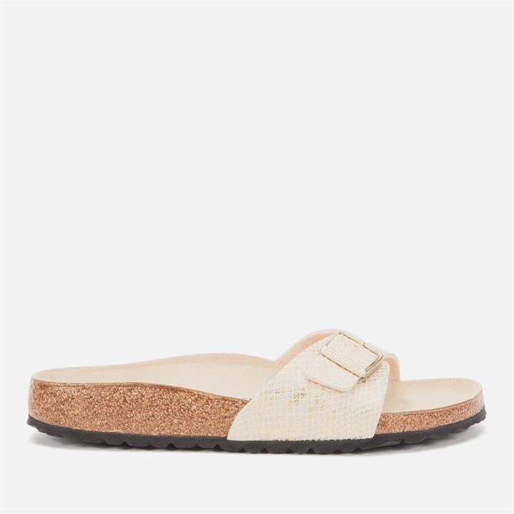 Birkenstock Women's Shiny Python Madrid Slim Fit Single Strap Sandals - Eggshell/Gold - EU 36/UK 3.5