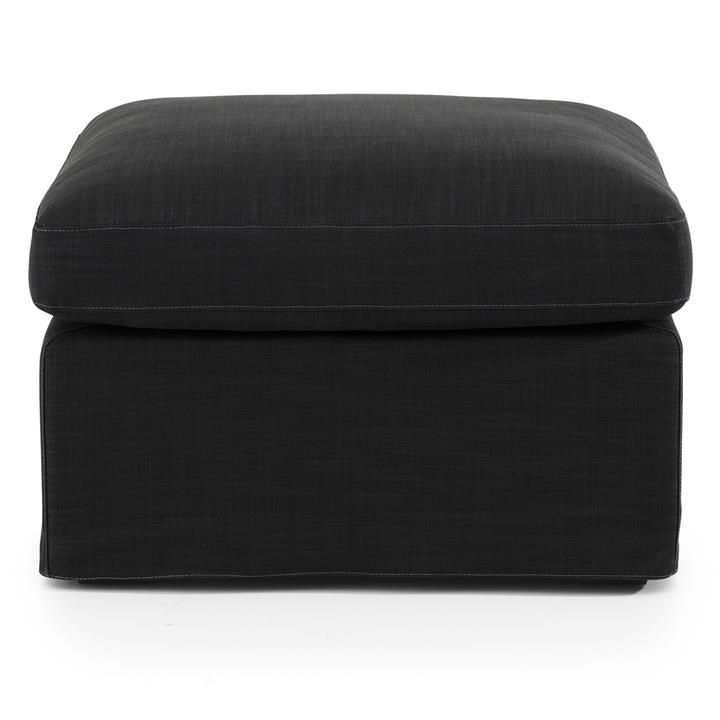 Birkshire Slip Cover Ottoman - Charcoal Linen