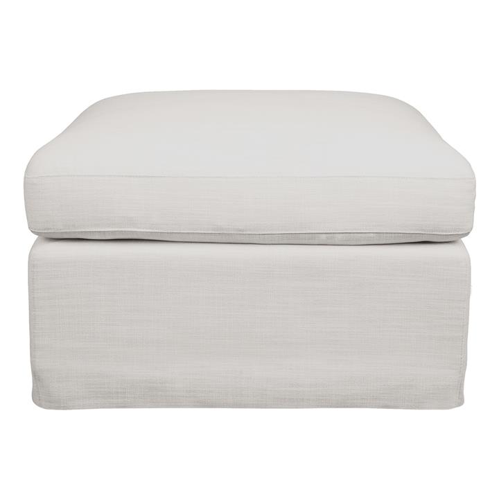 Birkshire Slip Cover Ottoman - Off White Linen