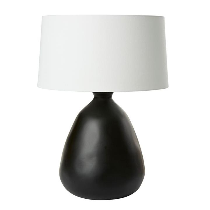Black Ceramic Organic Lamp W-Wht Shade
