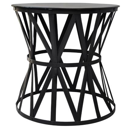 Black Iron Drum Large Side Table