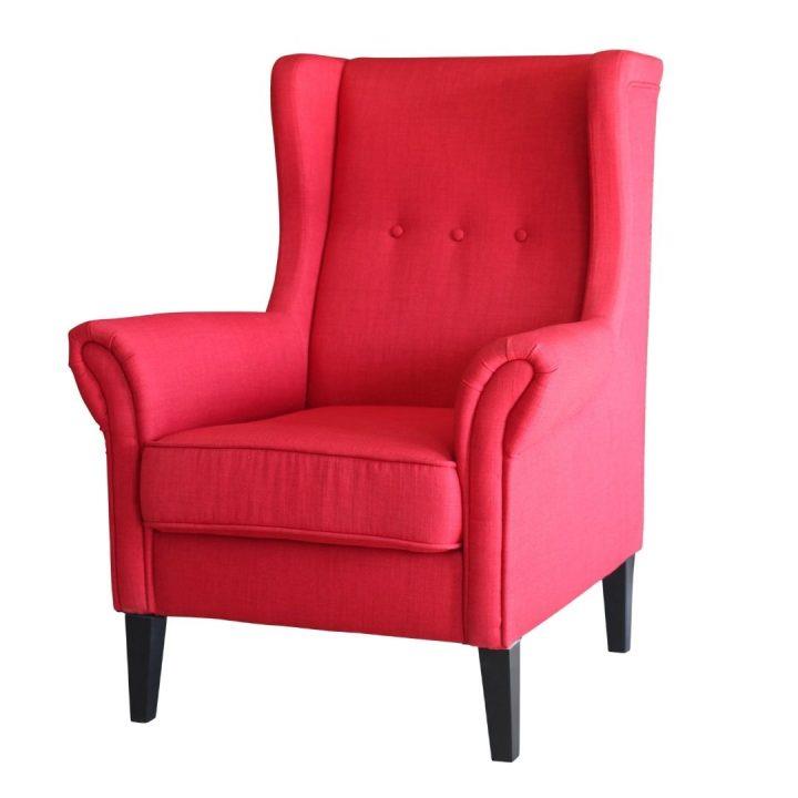 Bliss Chair Upholstered In Key West Red/Dark Timber Legs