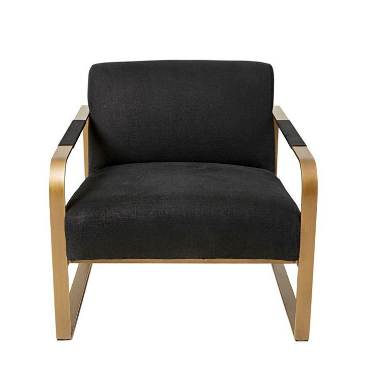 Bloom Chair - Black Linen With Ant Brass