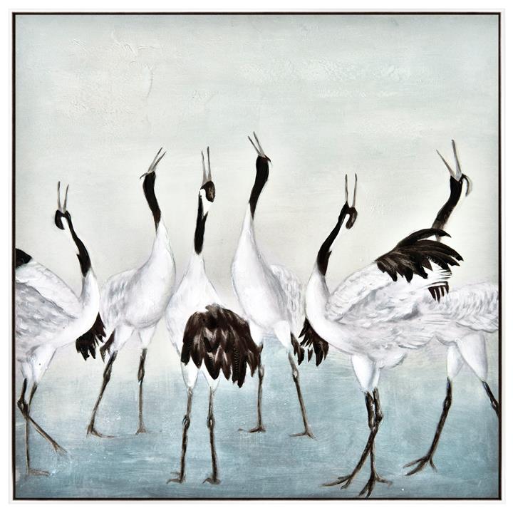 Blue Multi Cranes Paint 83x83cm