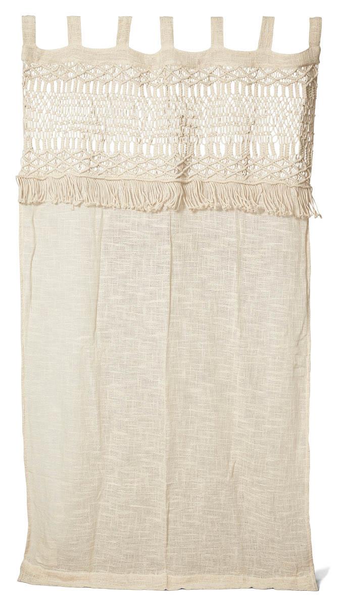 Boho Hand Knitted Cotton Curtain Wall Art - Natural