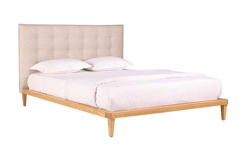 Bondi timber upholstered bed frame + city range medium soft pocket spring mattress