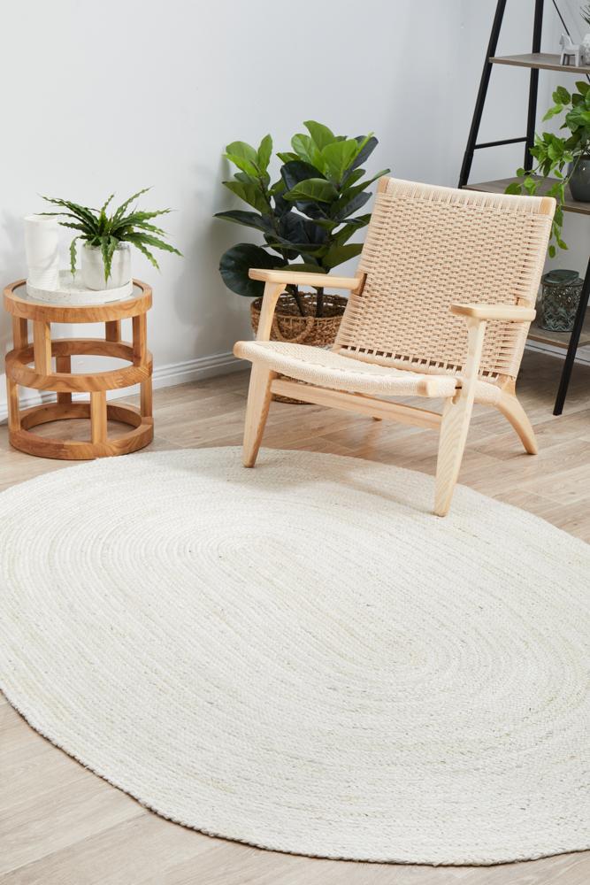 Bondi White Oval Rug - 280X190CM