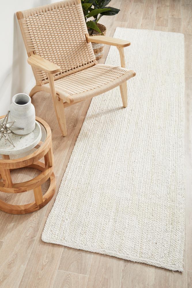 Bondi White Runner Rug - 400X80CM