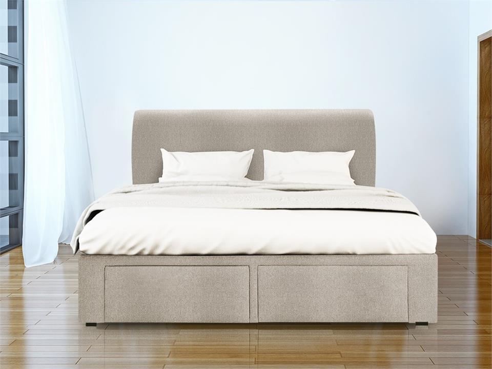 Bono custom upholstered bed with choice of storage base
