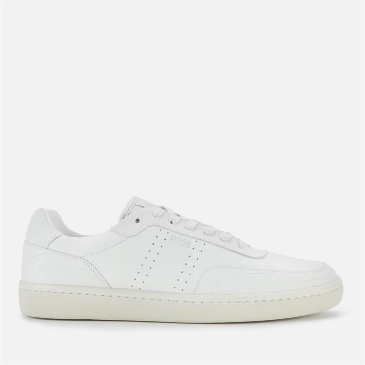 BOSS Men's Ribeira Tenn Nubuck Cupsole Trainers - White - UK 9