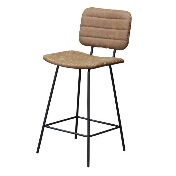 Bosun Stool Upholstered In Tan Vintage Leather Look