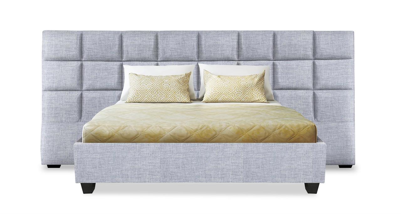 Boxy custom upholstered wide bed head