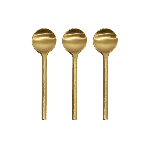 Brass Salt Spoons Large Set 3