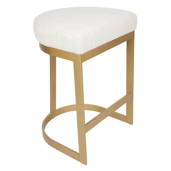 Brooke Brass Kitchen Stool - Natural Linen