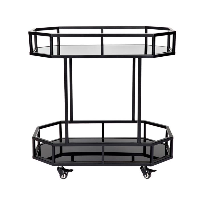 Brooklyn Mirrored Drinks Trolley - Black