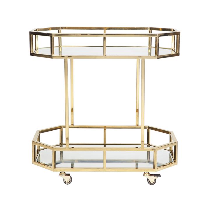 Brooklyn Mirrored Drinks Trolley - Gold