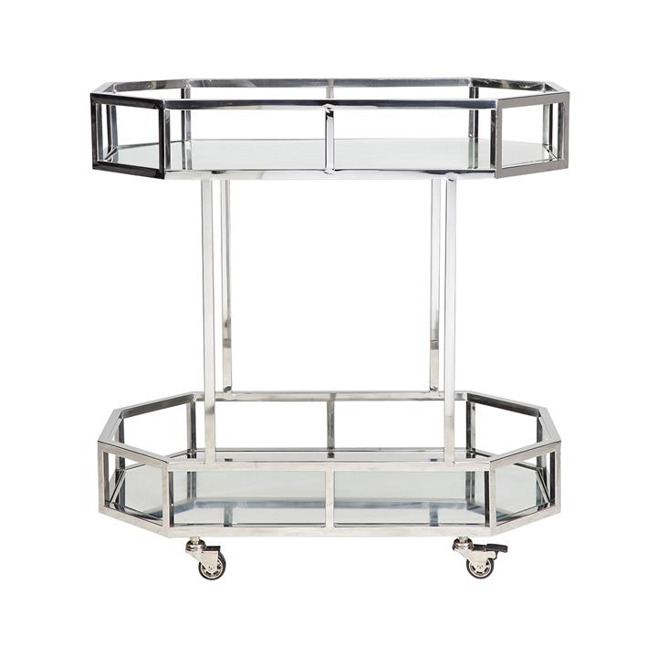 Brooklyn Mirrored Drinks Trolley - Silver