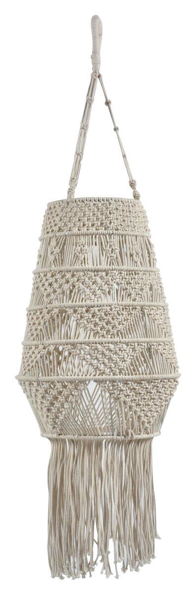 Byron Macrame Long Pendant Light With Tassels - Off White