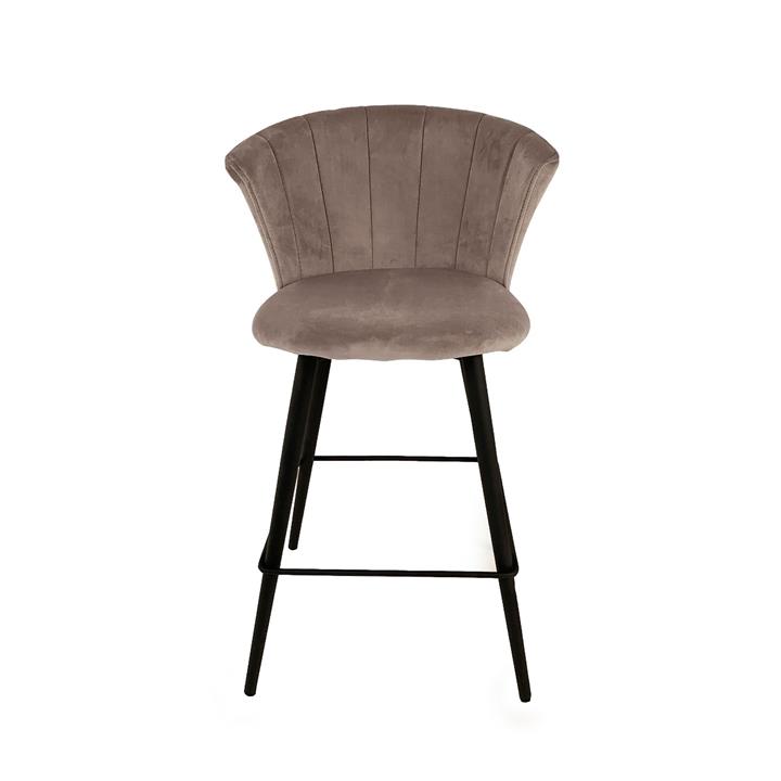 Calliope Velvet Stool in Grey - Set of 2