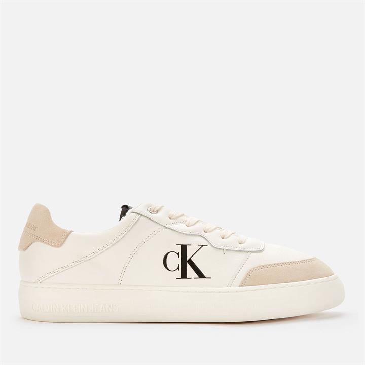 Calvin Klein Jeans Men's Leather Casual Cupsole Trainers - White/Cream/Black - UK 10.5