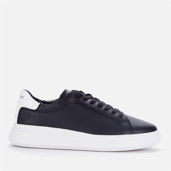 Calvin Klein Men's Leather Low Top Trainers - Black/White - UK 7