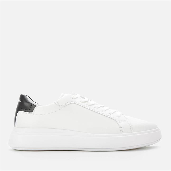 Calvin Klein Men's Leather Low Top Trainers - White/Black - UK 10