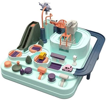 Car adventure Macaron-colored car Racing track children's toy car set