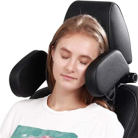 Car Seat Headrest Pillow, Memory Foam Neck PillowHeadrest , Adjustable on Both Sides(Black)