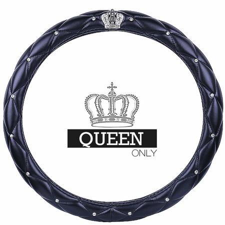 Car Steering Wheel Cover with Honorable Crown Luxurious Bling Diamond Leather Universal fit 15