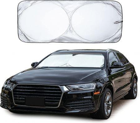 Car Windshield Sun Shade with Storage Pouch Medium Plus (150 x 70 cm)