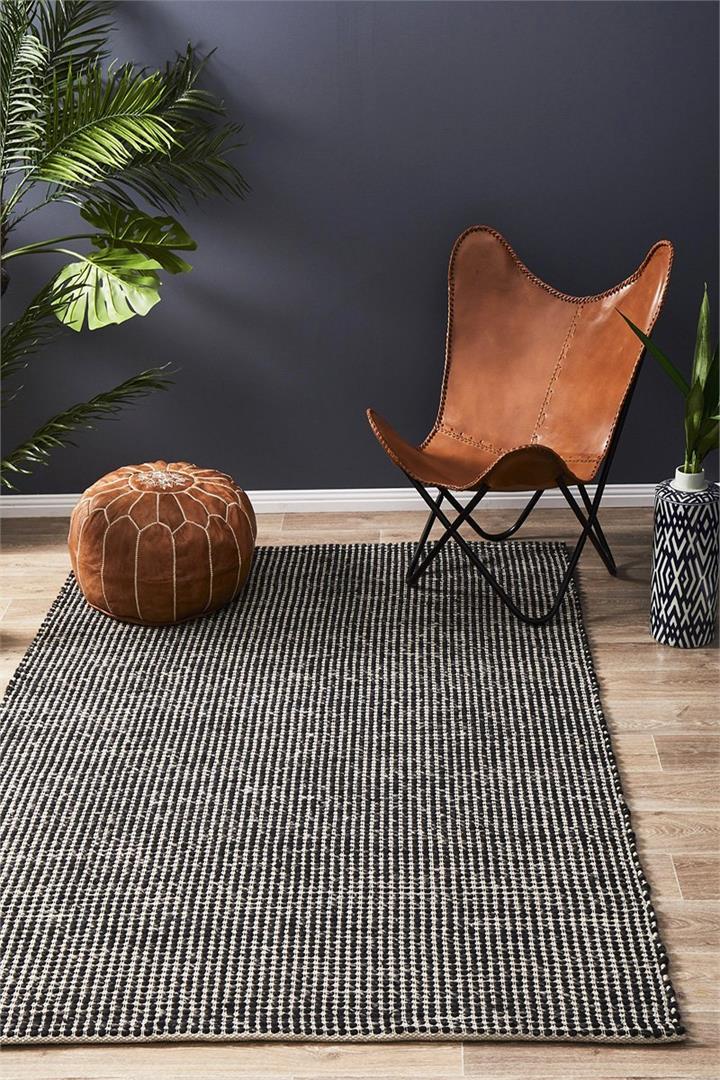 Carlos Felted Wool Rug Black Natural 225x155cm