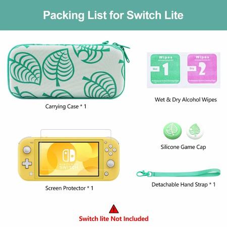 Carrying Case for Nintendo Switch Lite, 4 in 1 Protective Storage Bag Set with 8 Game Card Slots  Include Screen Protector & Keycap Caps & Hand Strap