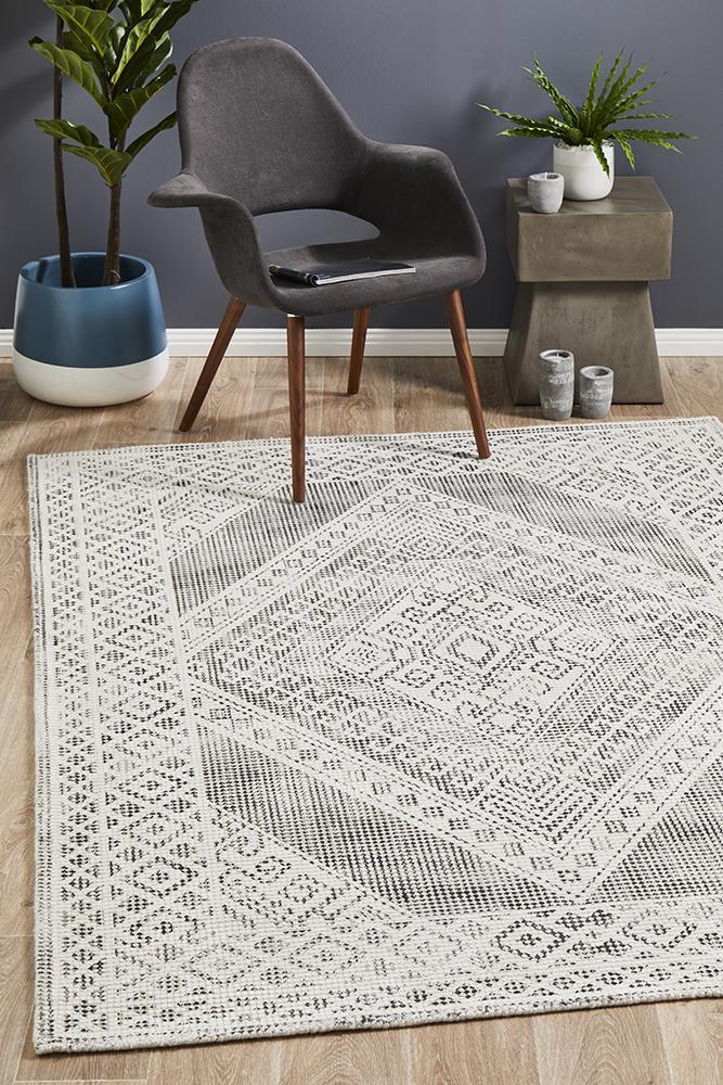 Castle Millie Transitional Black White Grey Rug 320X230