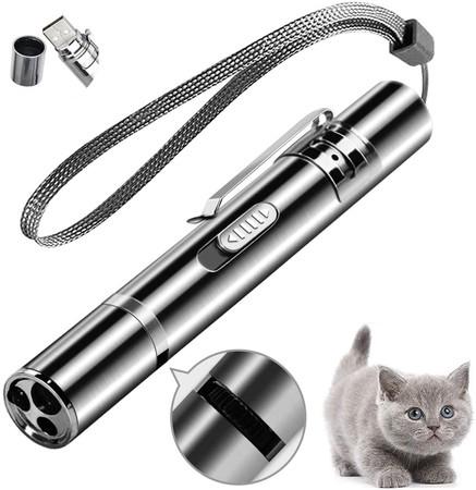 Cat Laser Toy, Red Dot LED Light Pointer, Interactive Toys For Cats and Dogs, Long Range 3 Lazer Projection Modes