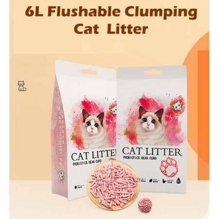 Cat Litter Unscented Lightweight  Clumping Tofu  6L - Peach