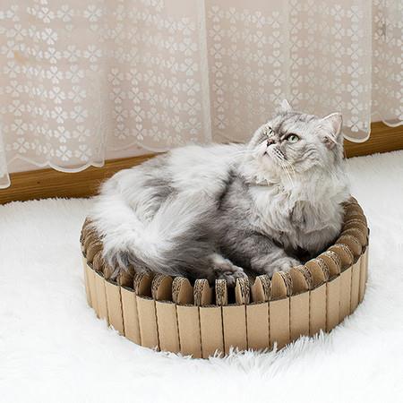 Cat Scratcher Lounge Bed - Collapsible Round Shape for Big cat