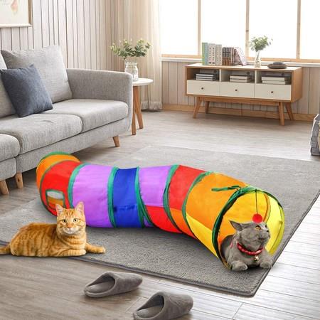 Cat Tunnel with Play Ball, Interactive Peek-a-Boo Cat Chute Cat Tube Toy, Camouflage S-Tunnel for Indoor Cat, Best for Pet