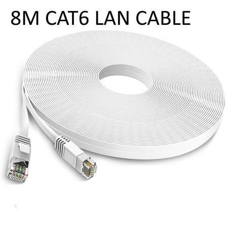 Cat6 8M Ethernet Cable White Flat Internet Network Lan patch cords Rj45 Connectors for Router