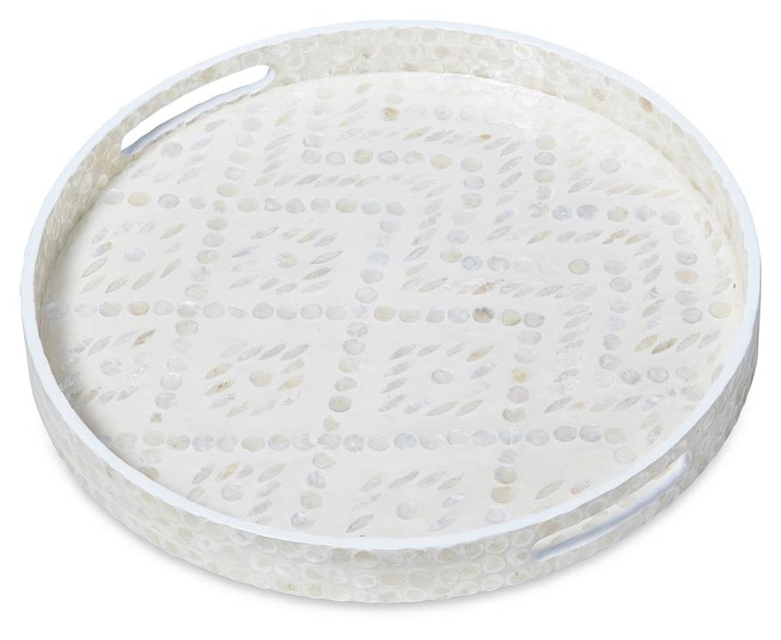 Cebu Capiz Shell Serving Tray with Handles - Ivory
